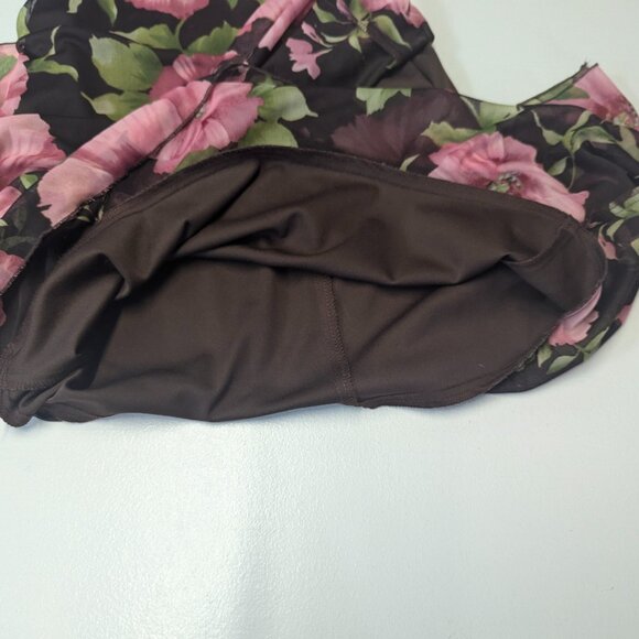 Trixxi Clothing Company Size Small Brown and Pink Floral Asymmetrical Dress - Picture 8 of 10